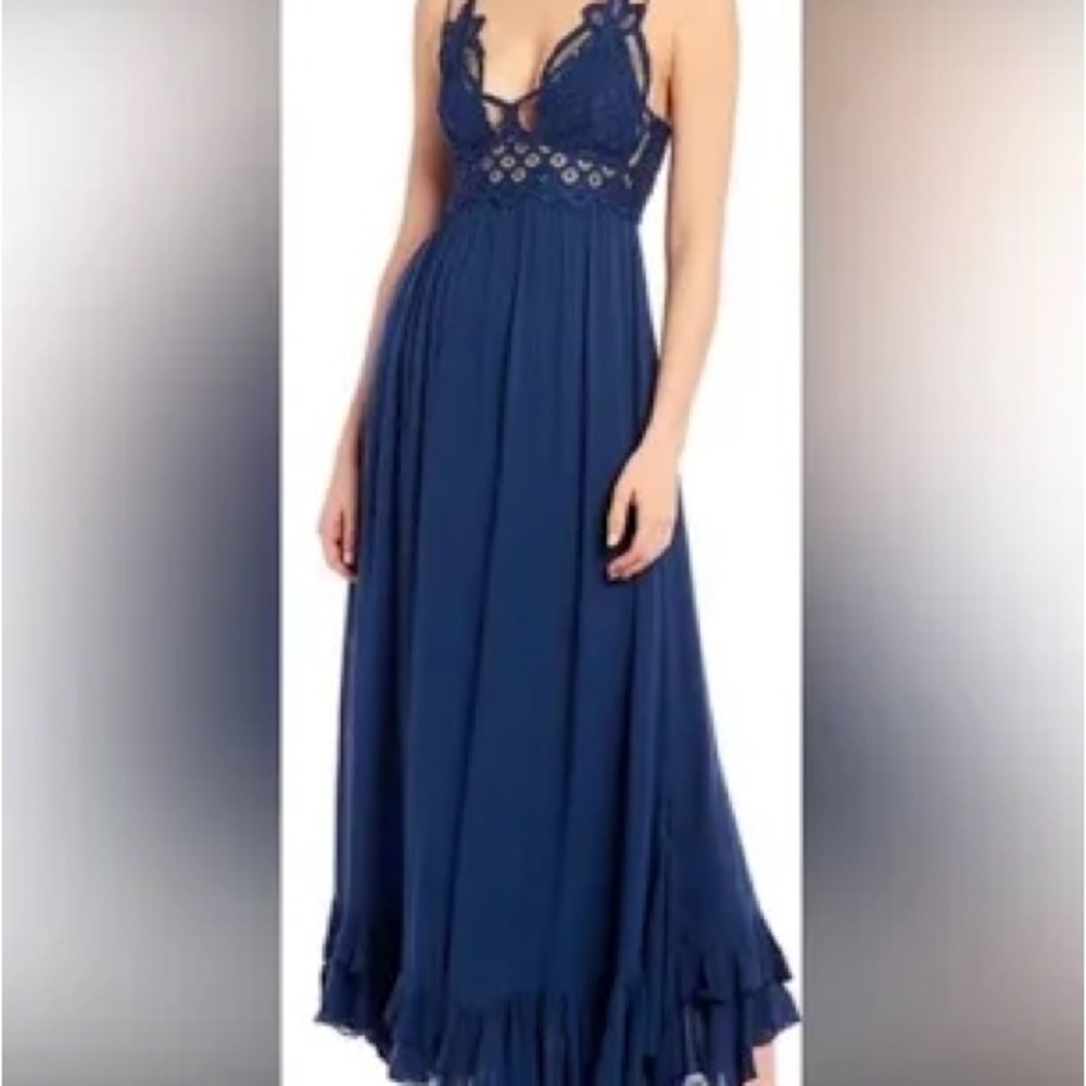 Free People Navy Lace Maxi Dress